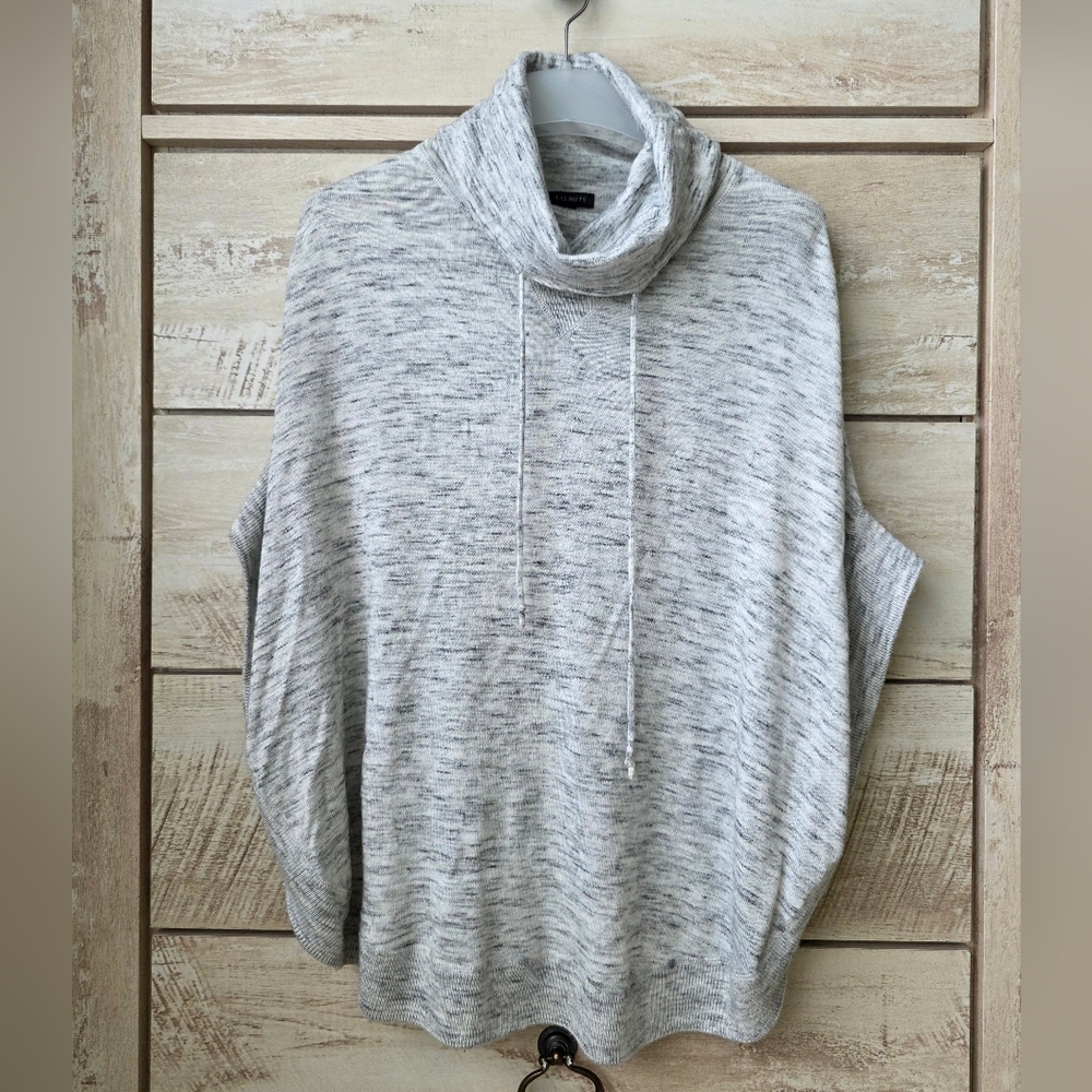 Talbots Knit Faux Poncho Cowl Neck XS/Sm Marbled Light Gray Knit Top
